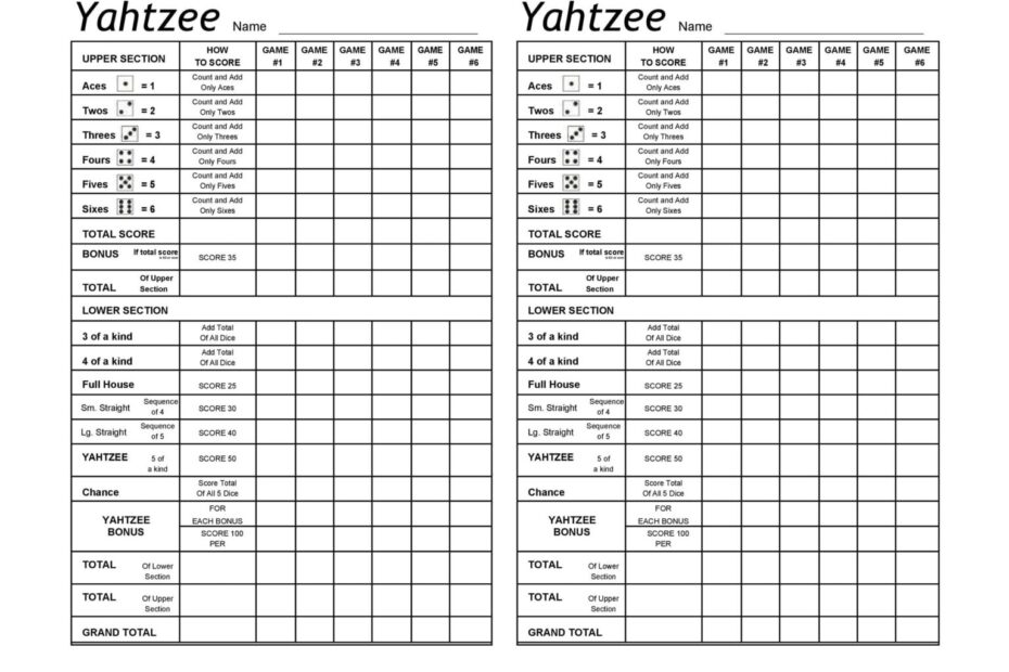 28 Printable Yahtzee Score Sheets Cards 101 FREE TemplateLab Yahtzee