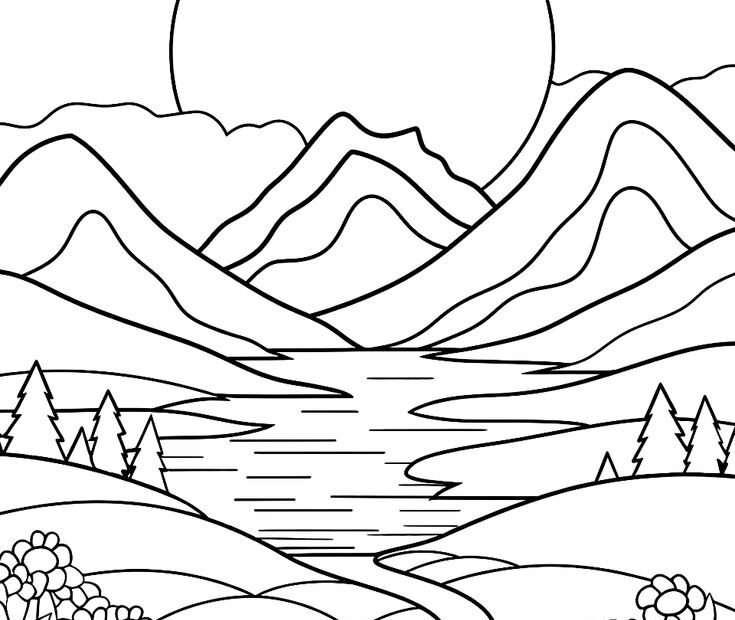 30 Nature Coloring Pages Majestic Mountain Landscape