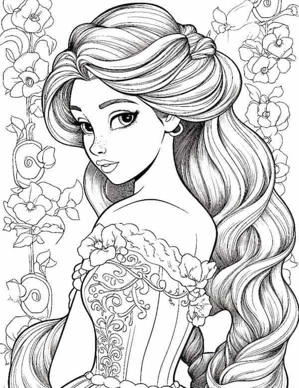 40 Gorgeous Princess Coloring Pages For Kids And Adults Rapunzel 