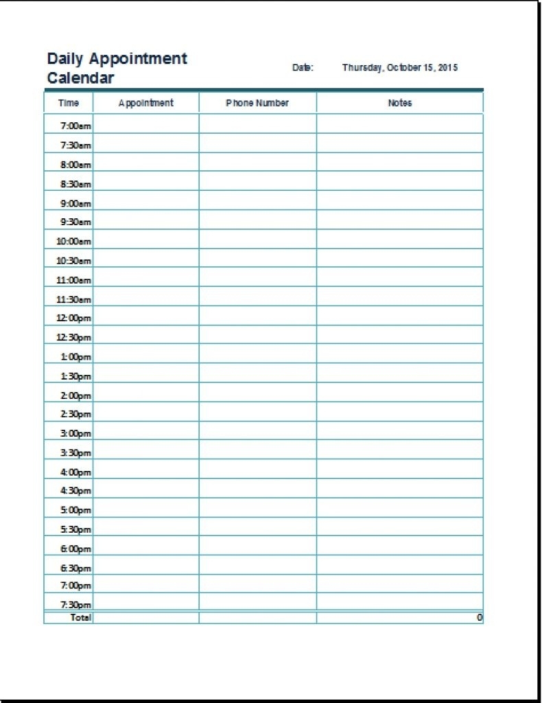 45 Printable Appointment Schedule Templates Appointment Calendars 