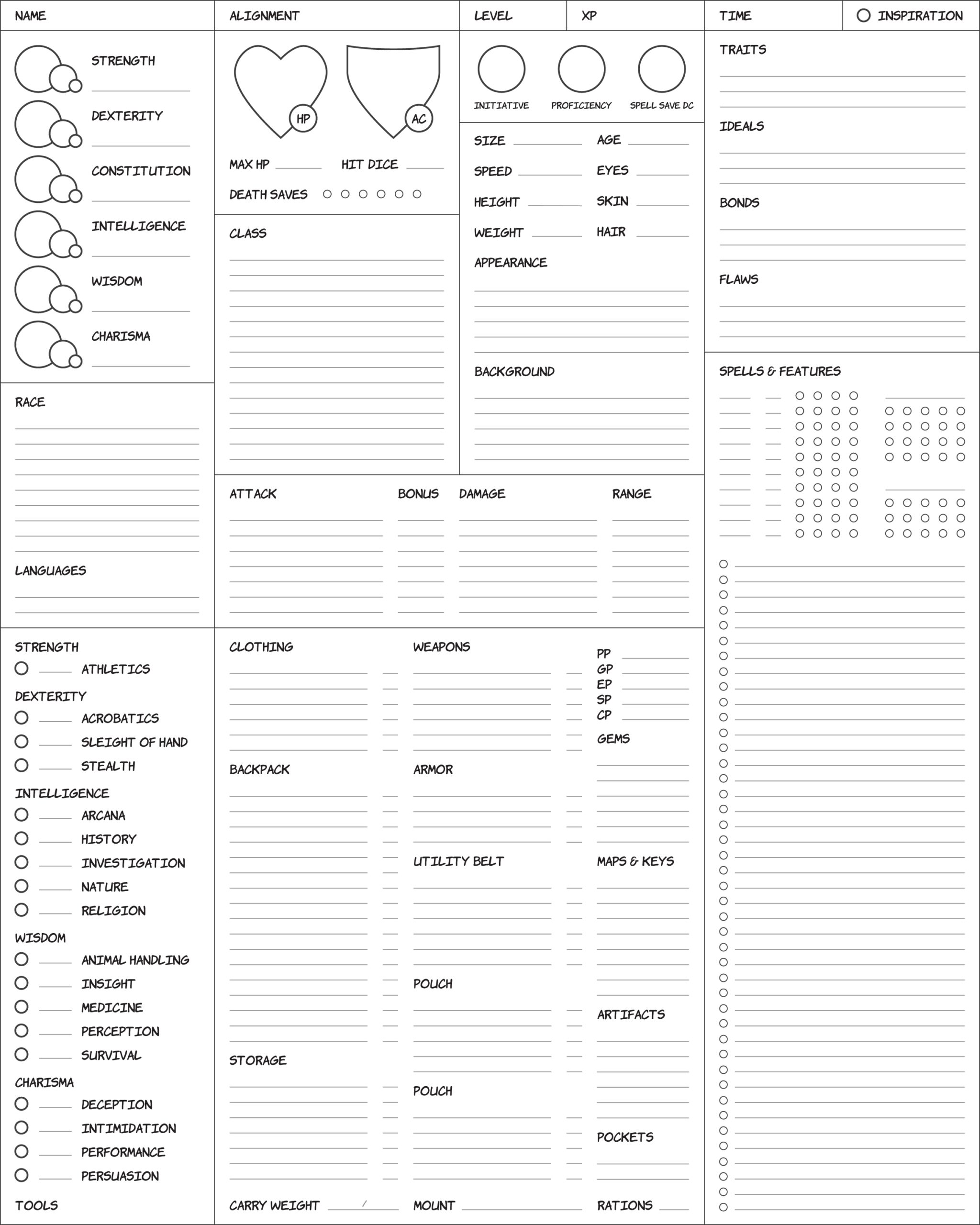 5e Character Sheet 5e Character Sheet Pdf Character Sheet Images