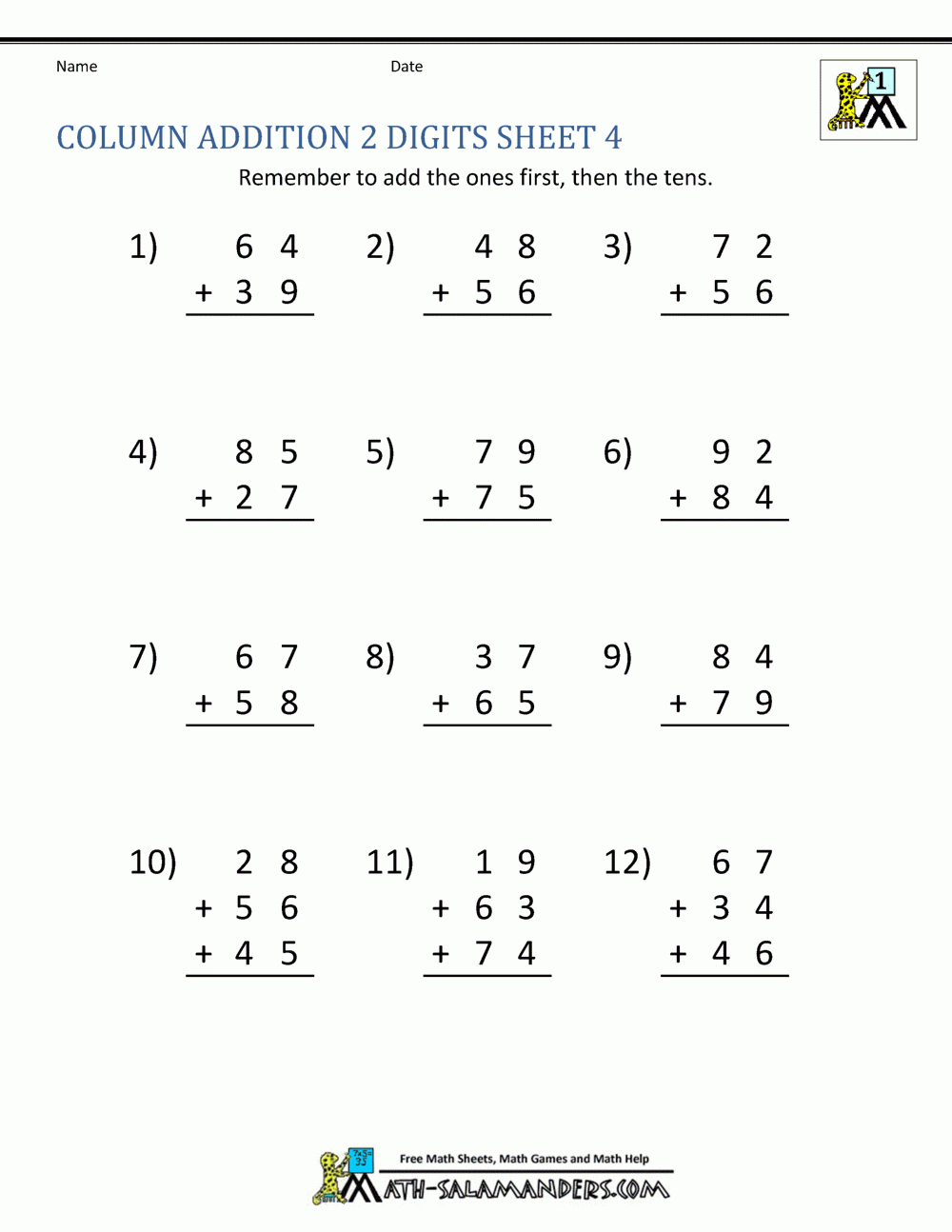 Addition Math Sheets Printable Learn Math Maths Worksheets Addition 