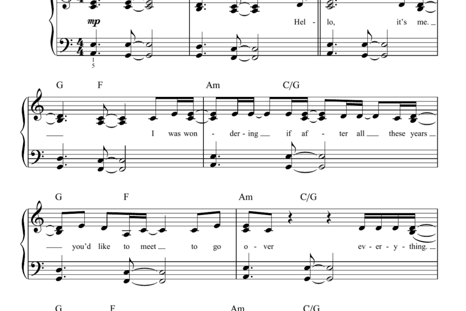 Adele Piano Sheets Music Printable Activity Shelter