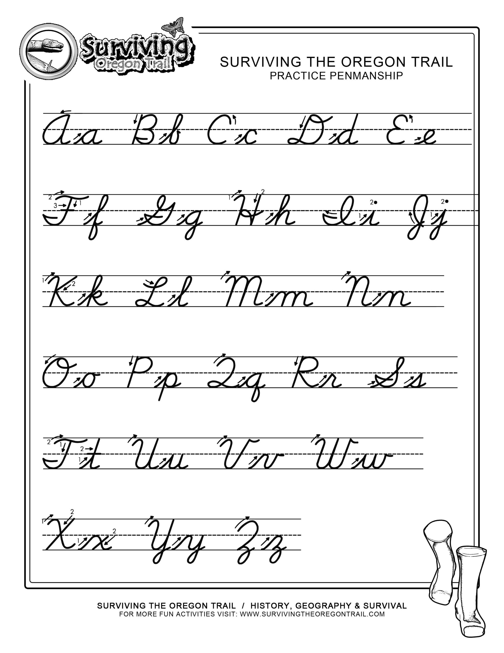 Alphabet Printable Cursive Writing Practice Sheets
