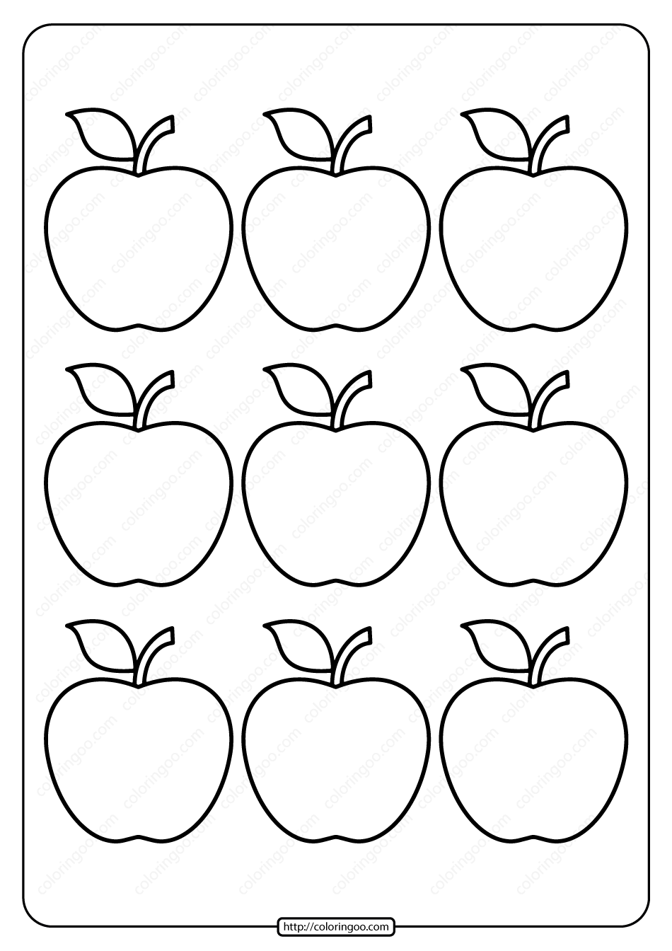 Apple Coloring Sheet Free Printable