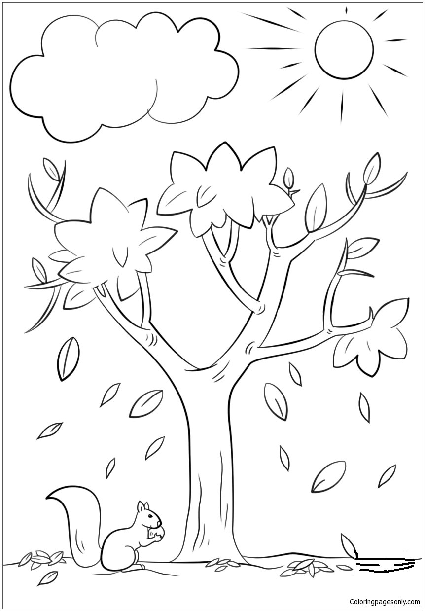 Autumn Tree Coloring Page Free Printable Coloring Pages