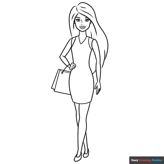Barbie Doll Coloring Page Easy Drawing Guides