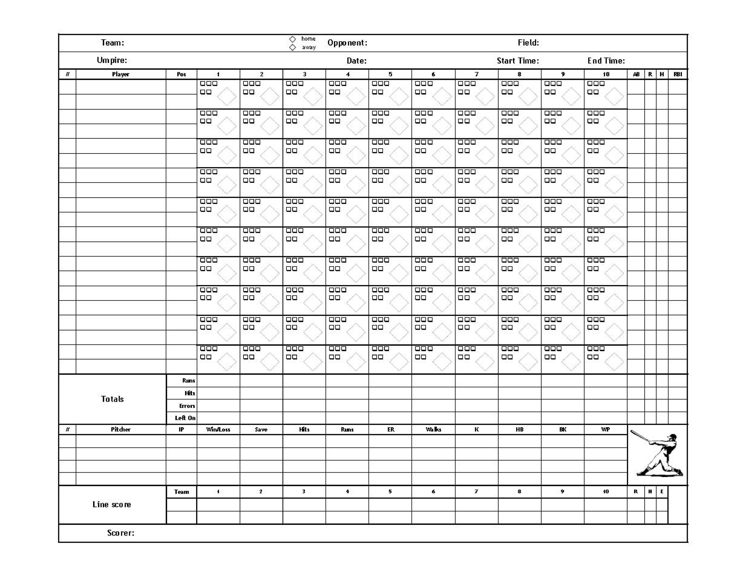 Baseball Score Sheets Printable Free