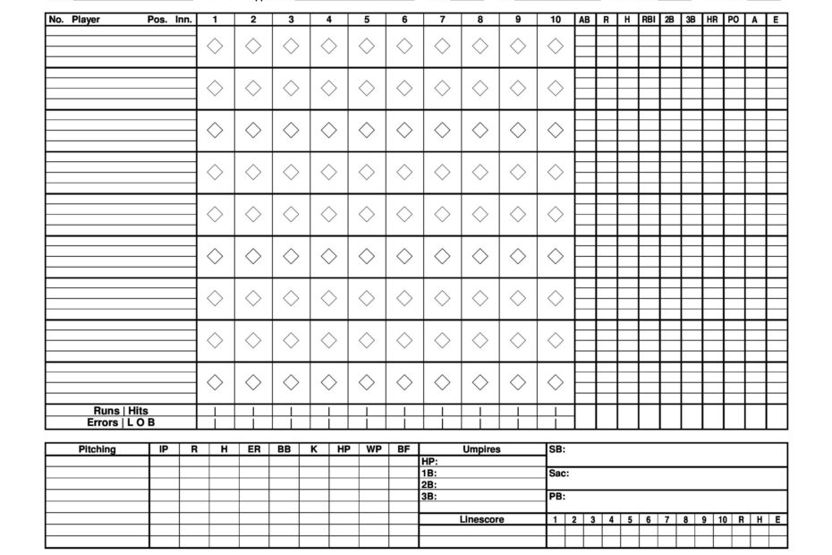 Baseball Score Sheets Printable Free Printable World Holiday