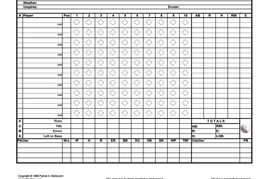 Baseball Scoring Sheet Printable Pages Dev