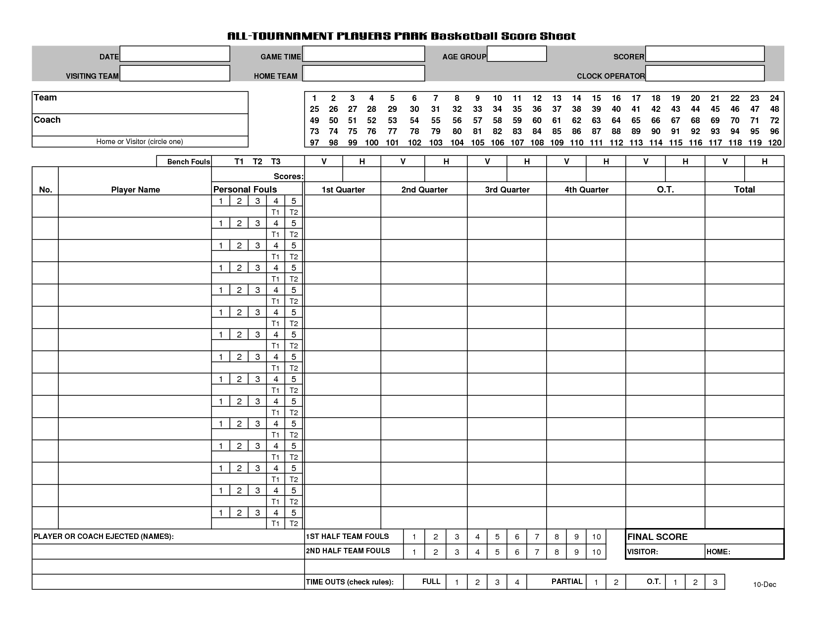 Basketball Score Sheet Printable Pdf Printable World Holiday