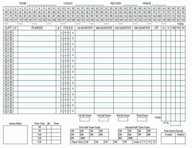 Basketball Stat Sheet Printable