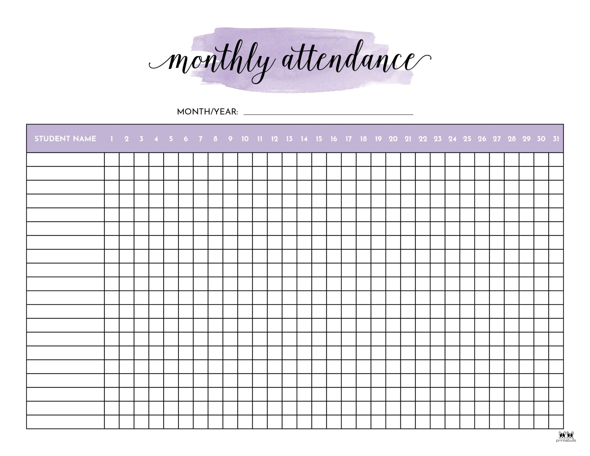 Blank Attendance Sheet Printable