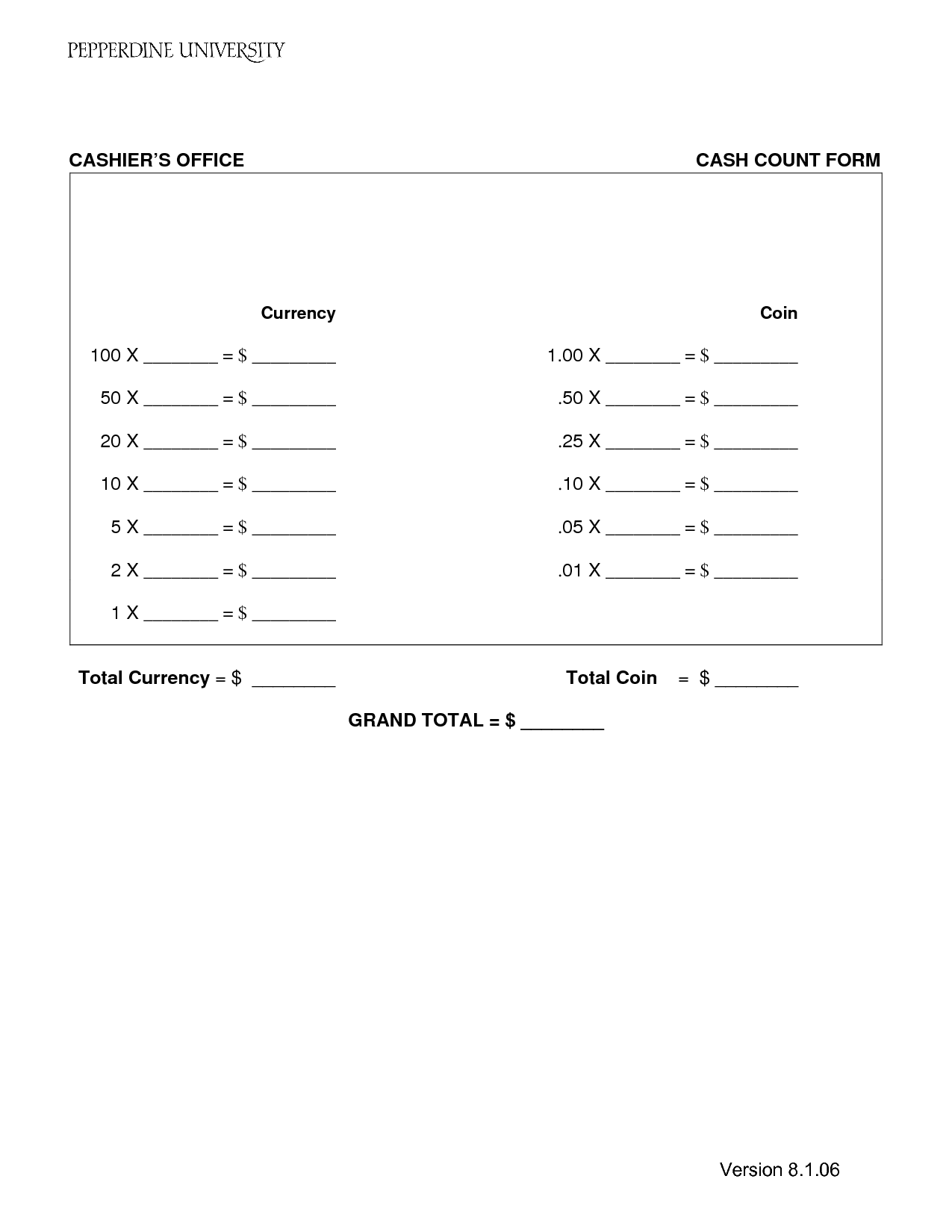 Blank Free Printable Cash Drawer Count Sheet Printable New Year Banners