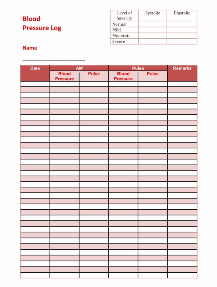 Blood Pressure Printable Log Sheet Printable New Year Banners
