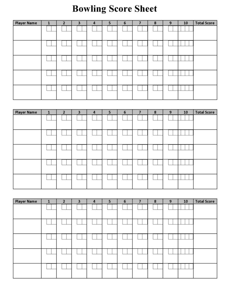 Bowling Score Sheet Example Printable Forms Free Online