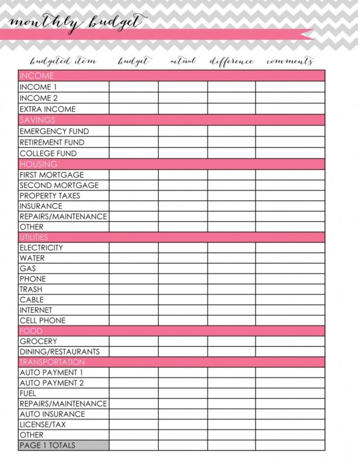 Budgeting Charts Free Printable Free Printable Budget Sheets FREE 