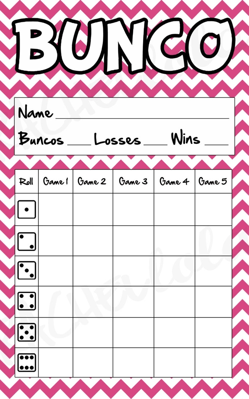 Bunco Game Free Printable Bunco Score Sheets
