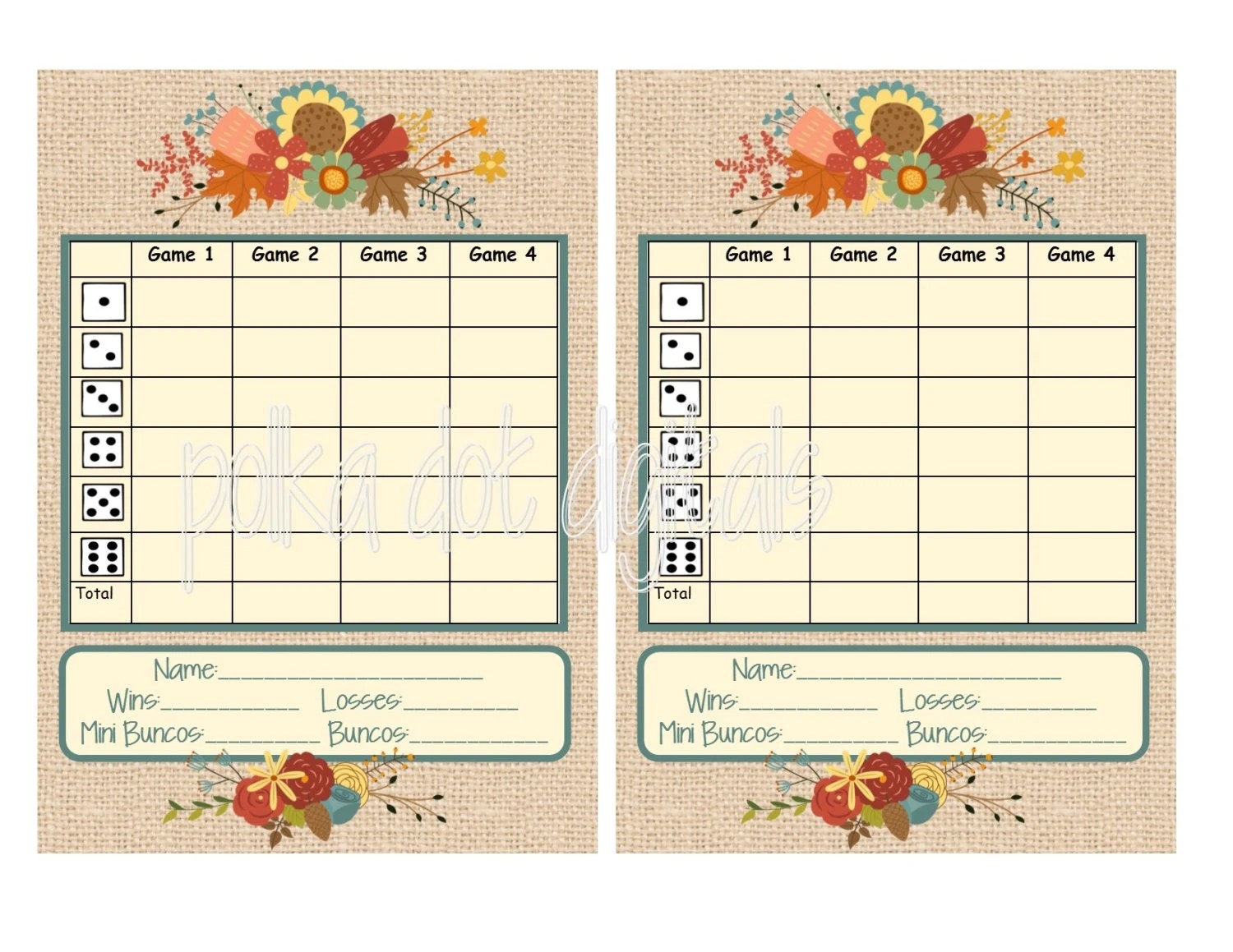 Bunco Printable Score Sheets Educational Printable Activities
