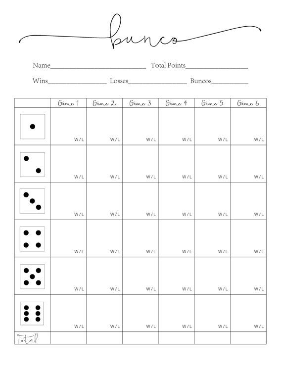 Bunco Printable Score Sheets Free Dev onallcylinders