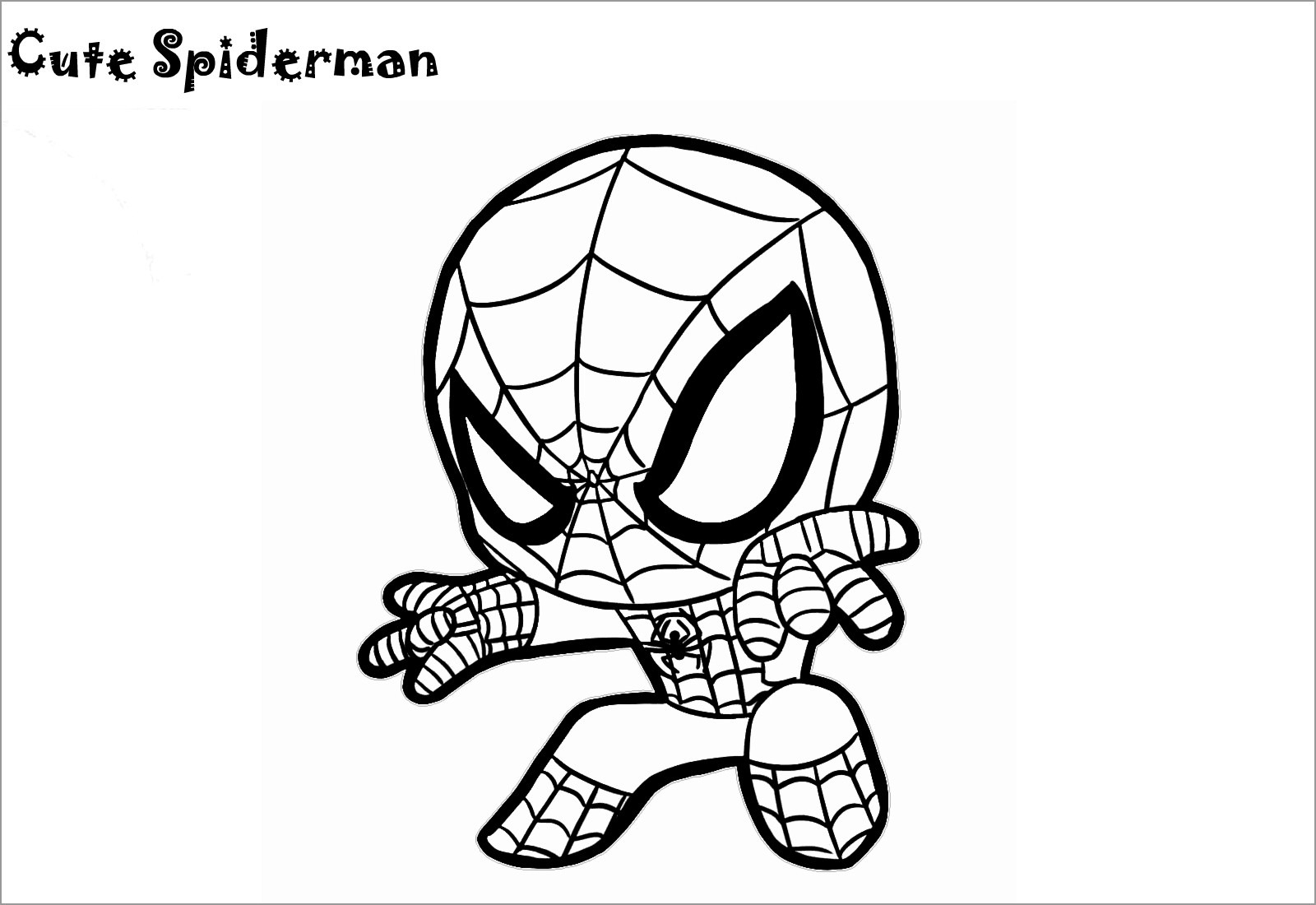 Chibi Spiderman Coloring Page To Print ColoringBay