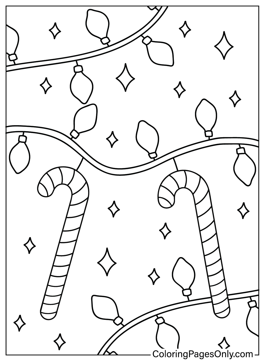 Christmas Candy Cane Coloring Page Printable Free Printable Coloring 