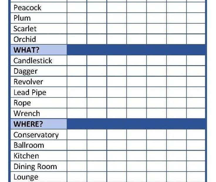 Clue Game Sheet Printable Clue Games Clue Board Game Free Printable