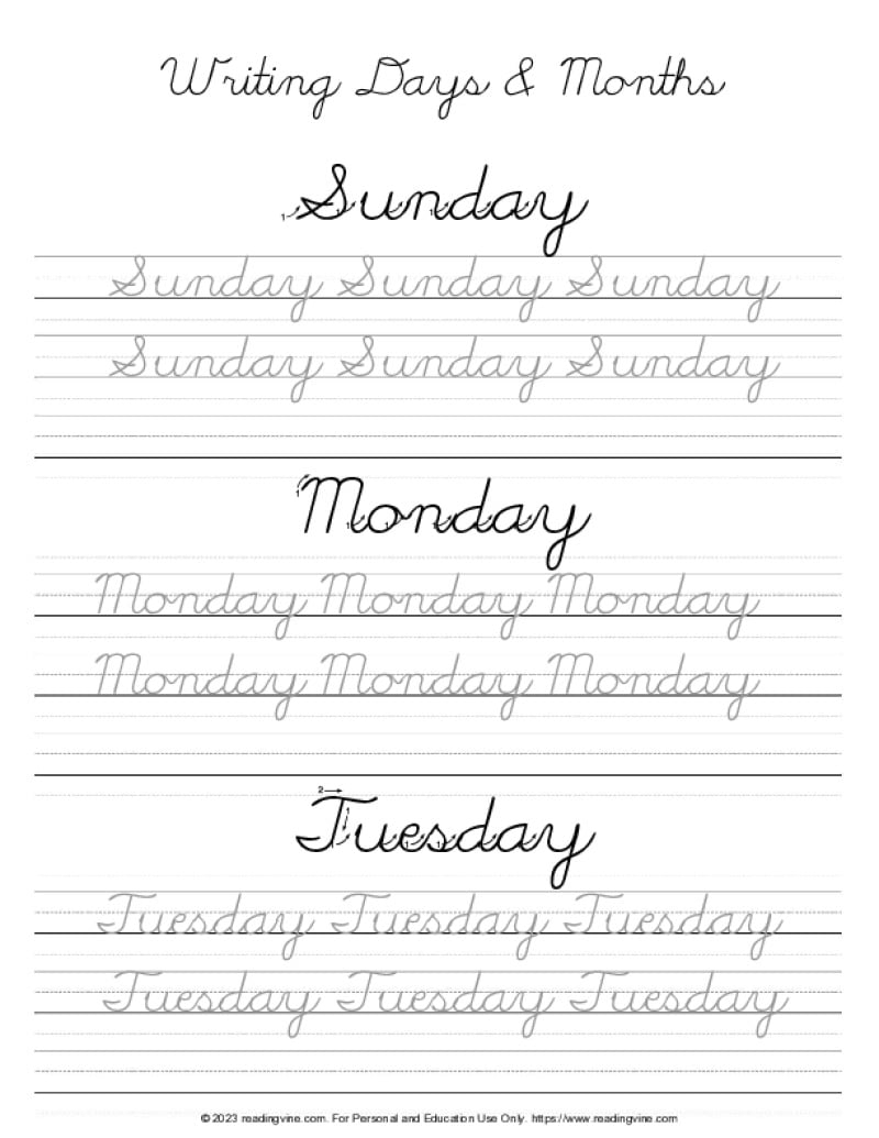 Cursive Handwriting Practice Printable Prntbl concejomunicipaldechinu 