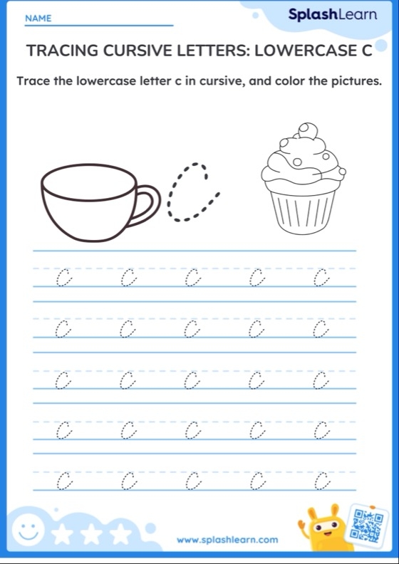 Cursive Letter C Practice Sheet Free Printable Infoupdate