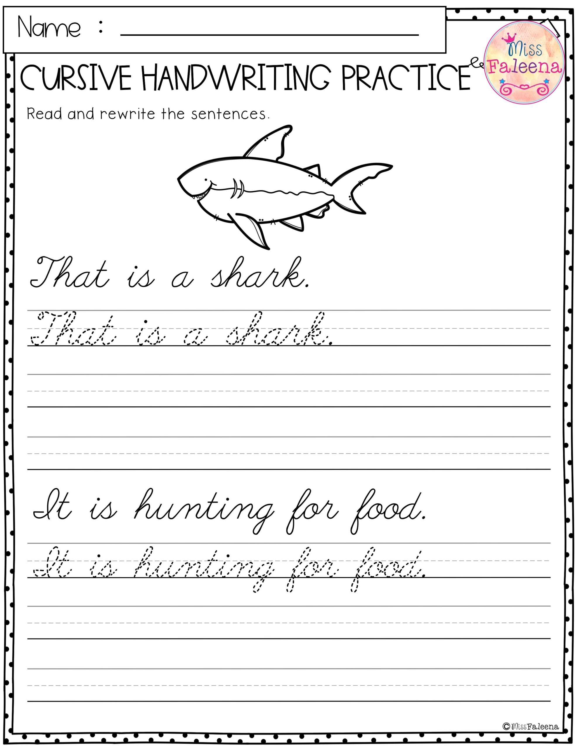 Cursive Writing Printable Sheets