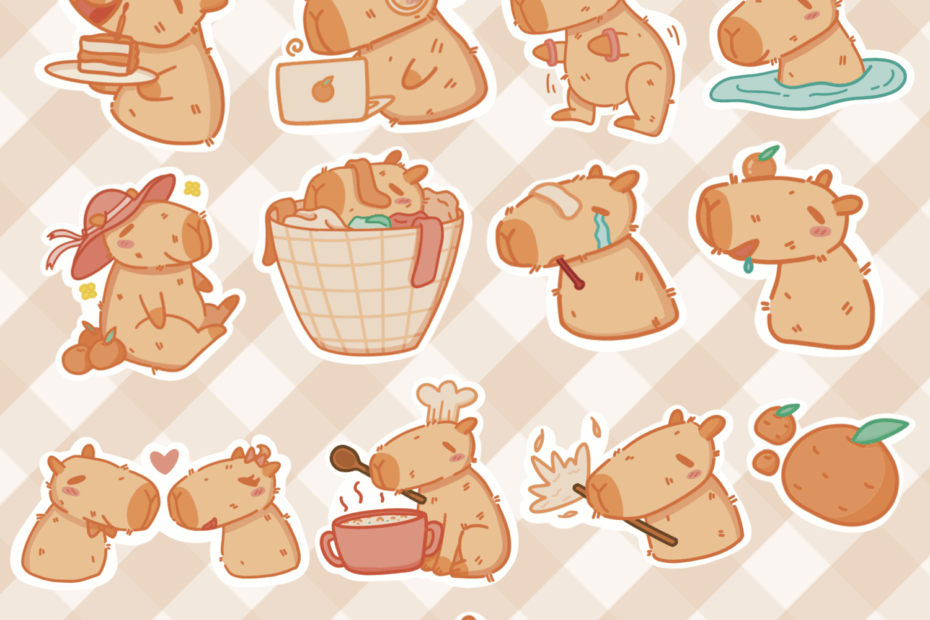 Cute Capybara Printable Sticker Sheet