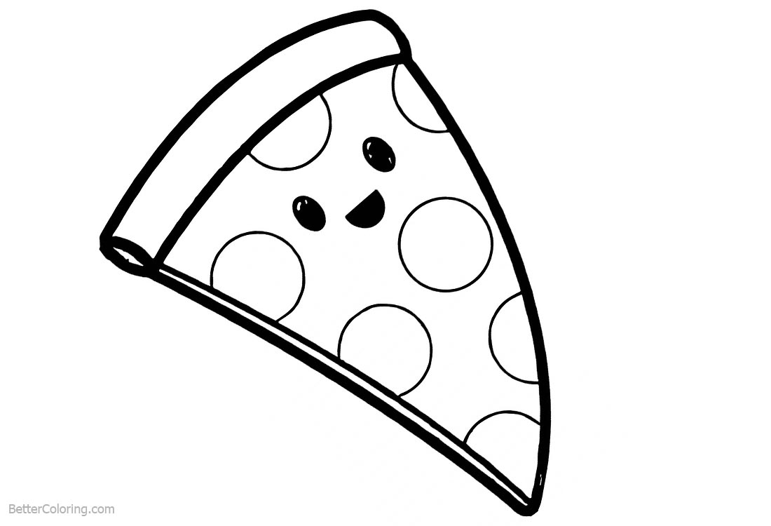 Cute Food Coloring Pages Cartoon Pizza Free Printable Coloring Pages