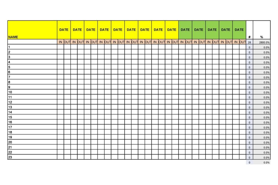 Daily Attendance Sheet Printable Printable Forms Free Online