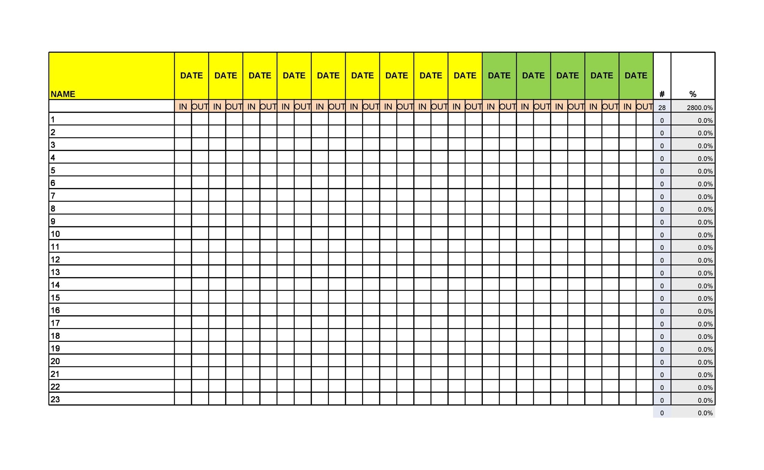 Daily Attendance Sheet Printable Printable Forms Free Online