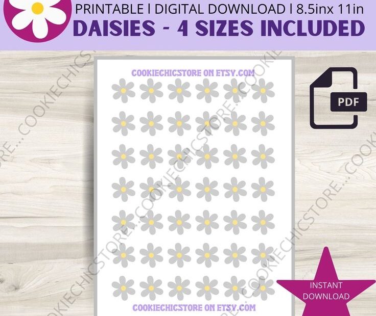 Daisy Royal Icing Transfer Sheet Daisies Flower Pdf Royal Icing