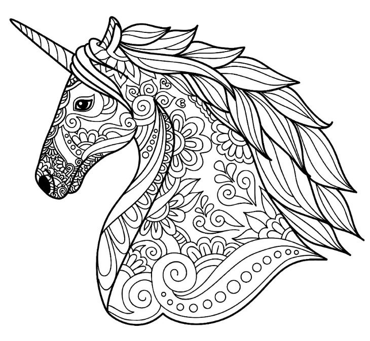 Detailed unicorn coloring page Coloring Page Book