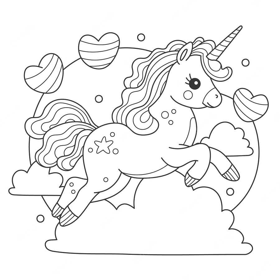 Detailed Unicorn Coloring Page Unicorn Coloring Page