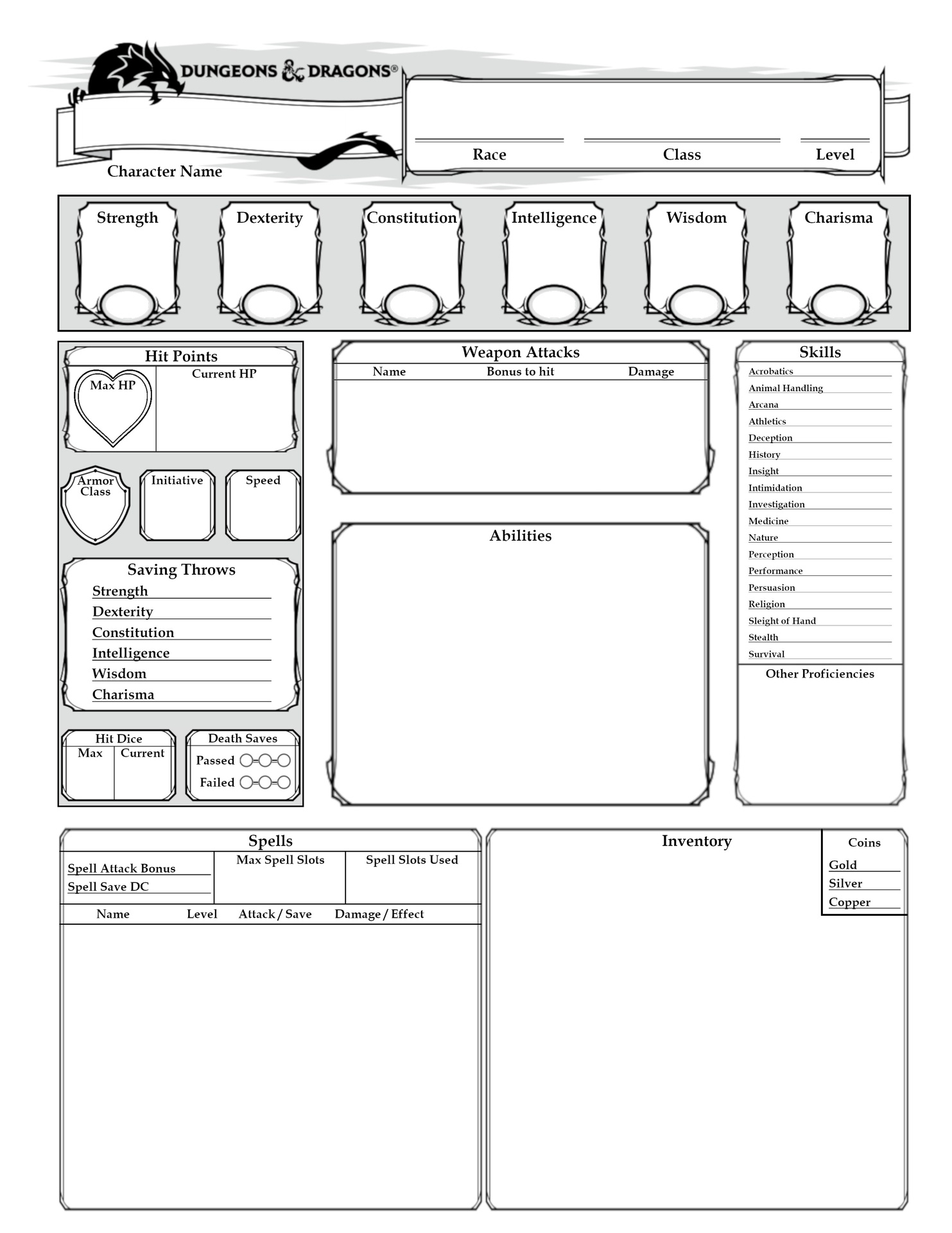 Dnd 5e Character Sheet Printable Prntbl concejomunicipaldechinu gov co