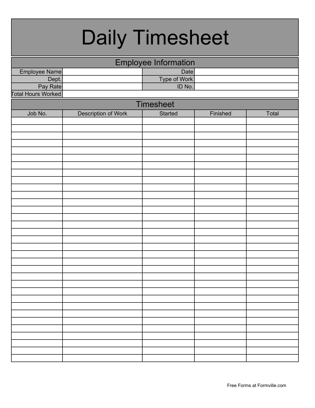 Download Daily Timesheet Template Excel Pdf Rtf Word Free 