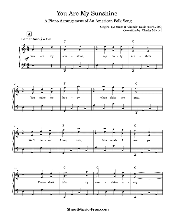 Download You Are My Sunshine Sheet Music PDF Johnny Cash Download