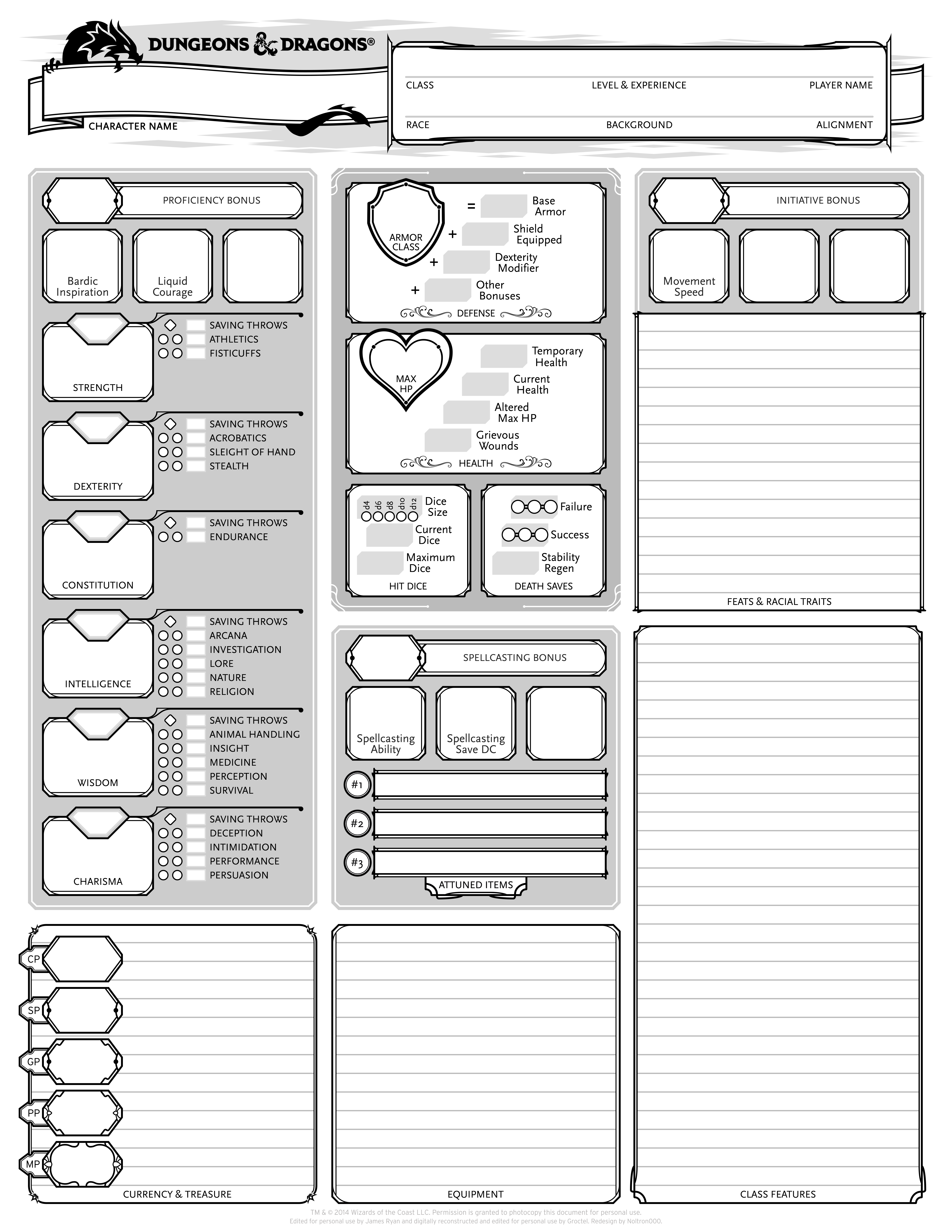 Dungeons And Dragons Character Sheet Printable