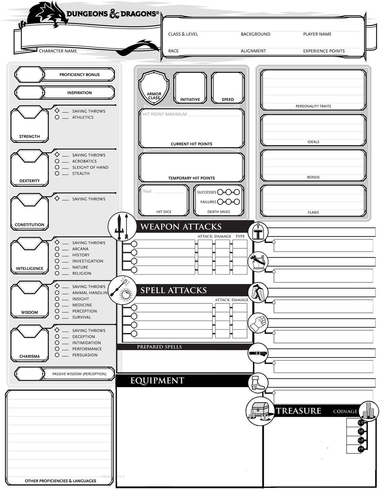 Dungeons And Dragons Printable Character Sheet