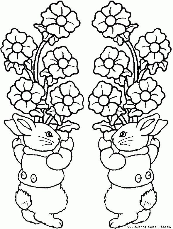 Easter Color Page Two Easter Bunnies