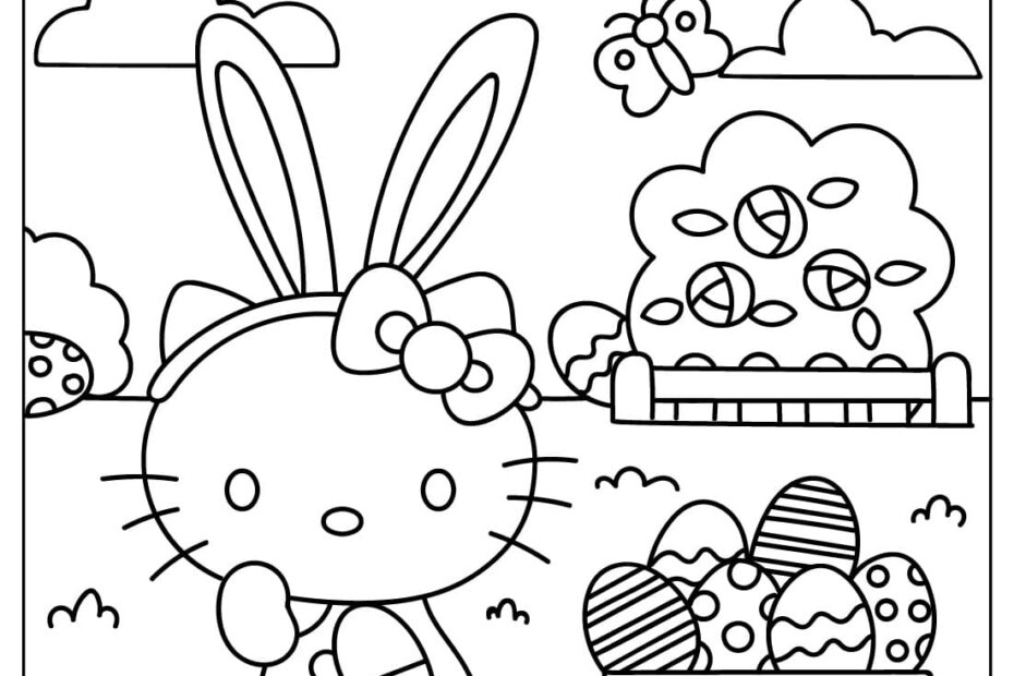 Easter Hello Kitty Coloring Page Free Printable Coloring Pages