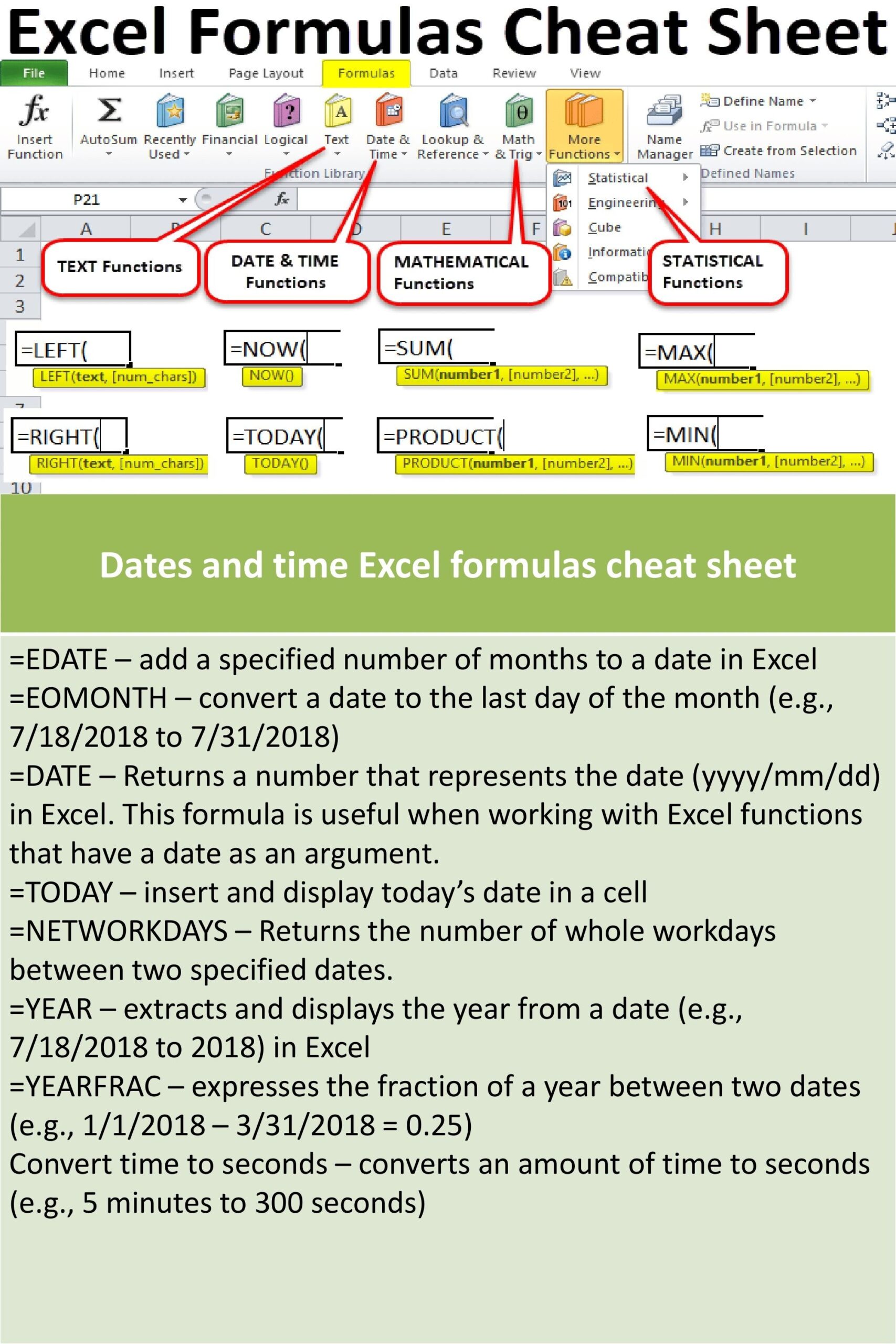 Excel Formula Cheat Sheet Printable Printable New Year Banners