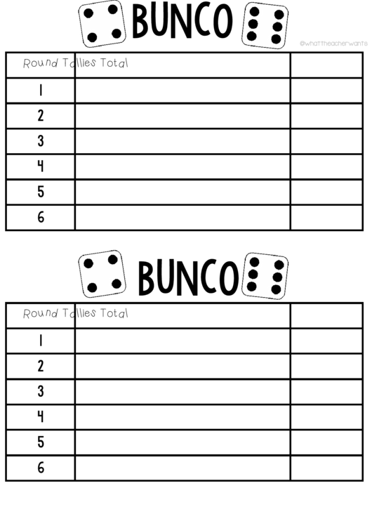 Fall Bunco Score Sheets Printable