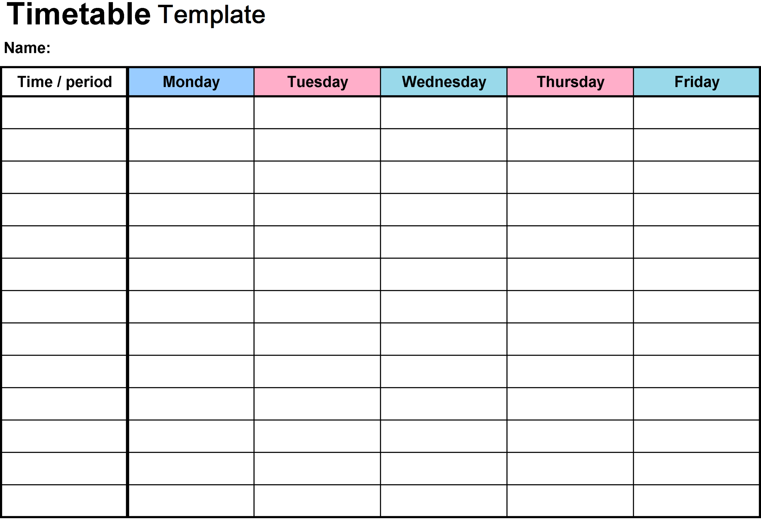 First Class Printable Timetable Sheets Free Oval Shaped Objects