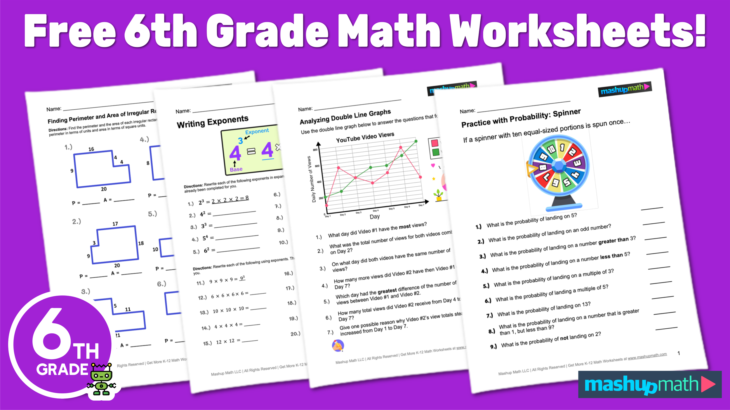 Free 6th Grade Math Worksheets Printable W Answers Mashup Math 