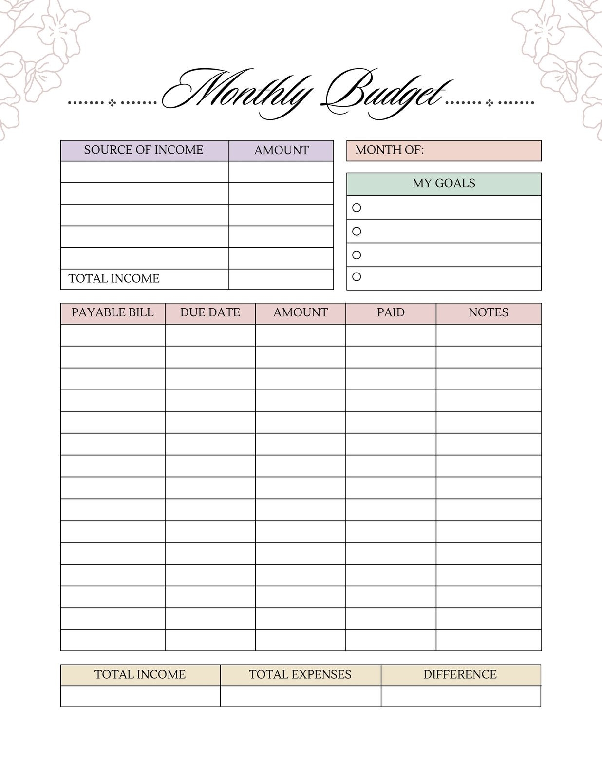 Free Free Printable Monthly Budget Sheet Download Free Free Printable 