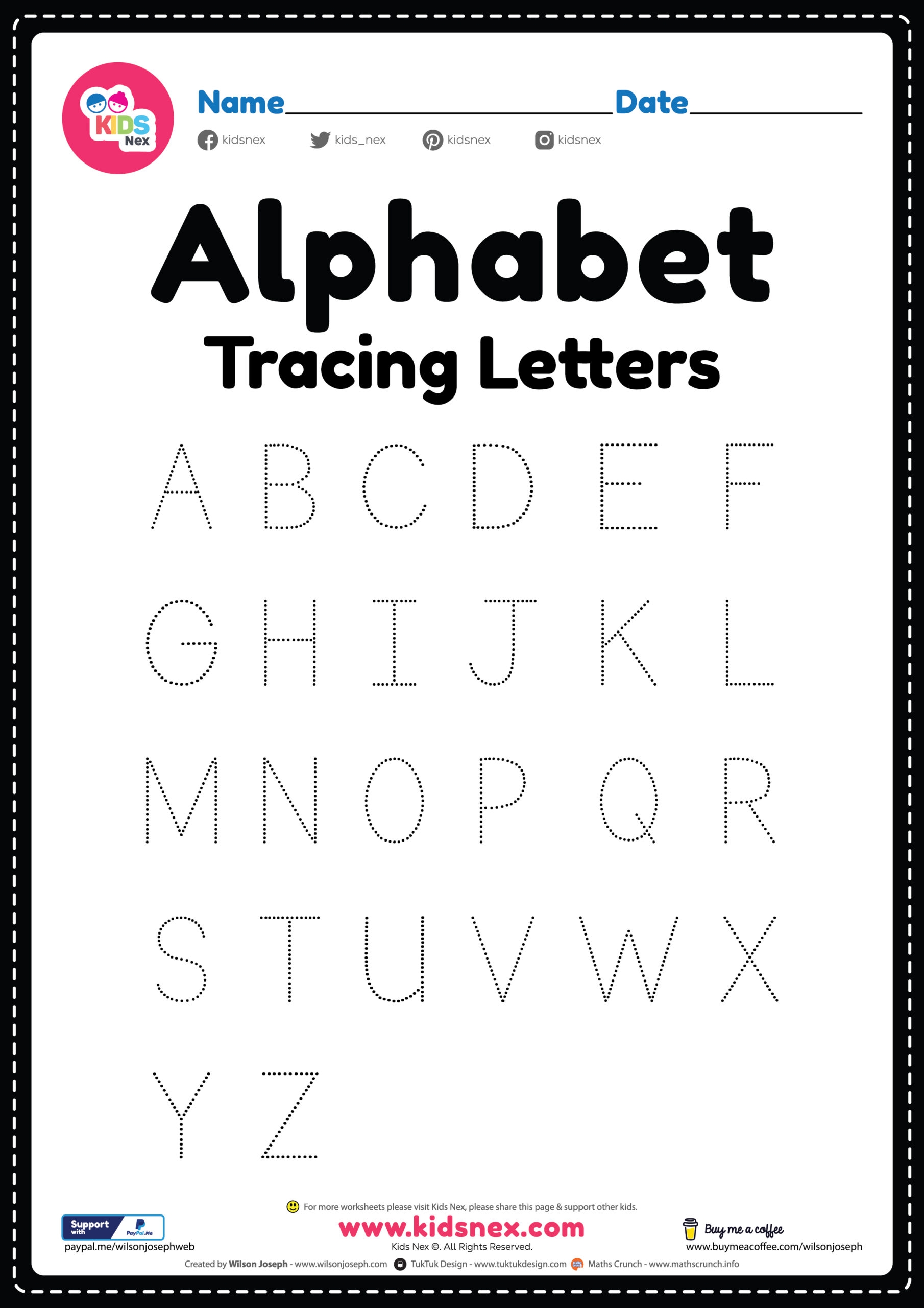 Free Kids Printable Alphabet Tracing Sheets